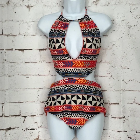 Mara Hoffman “Pinwheel” Cutout Swimsuit, Size M